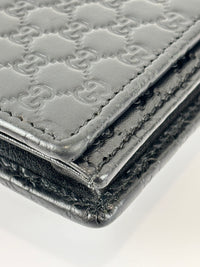 Micro Guccissima Flap Wallet on Chain in Black