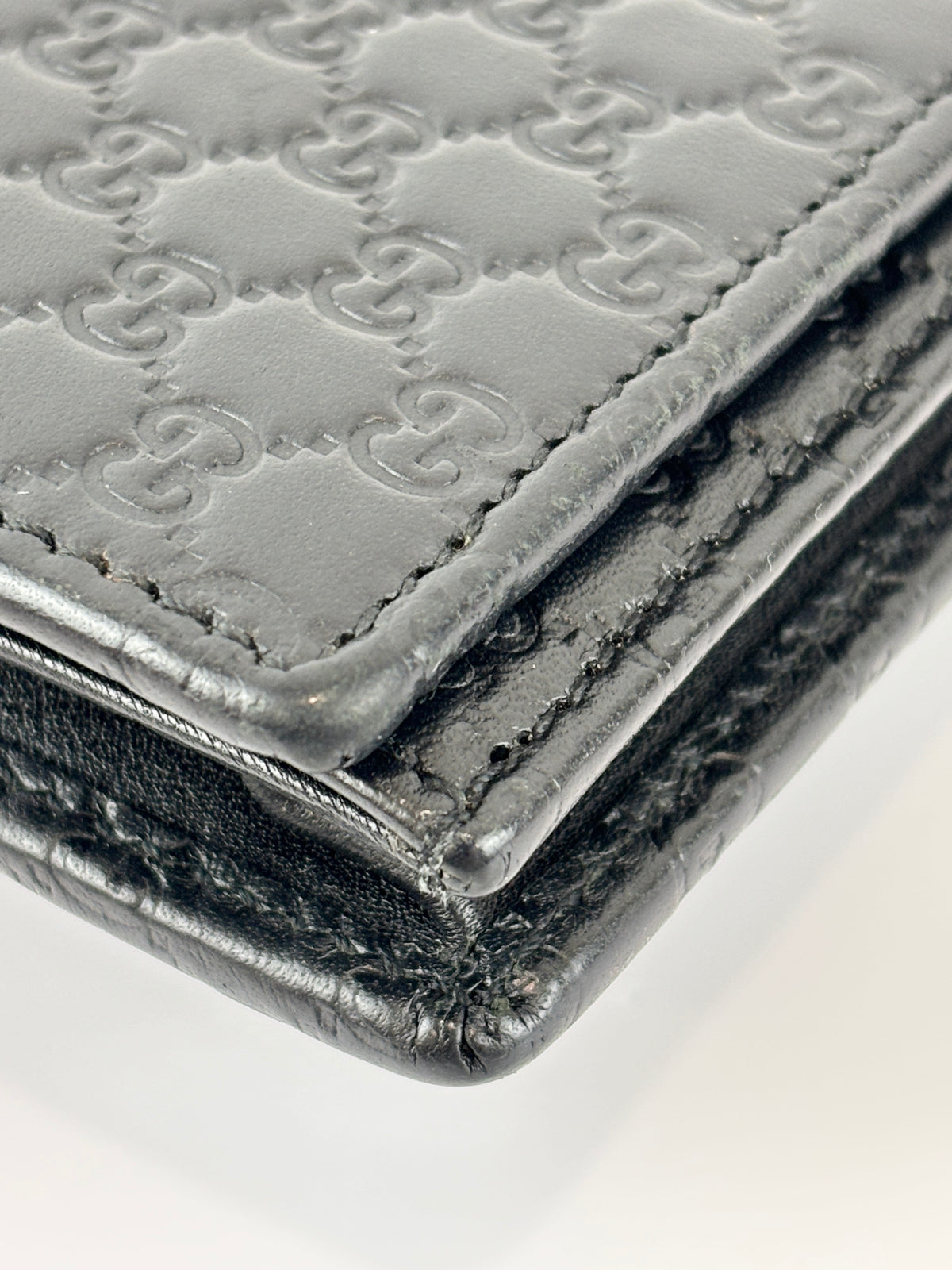 Micro Guccissima Flap Wallet on Chain in Black
