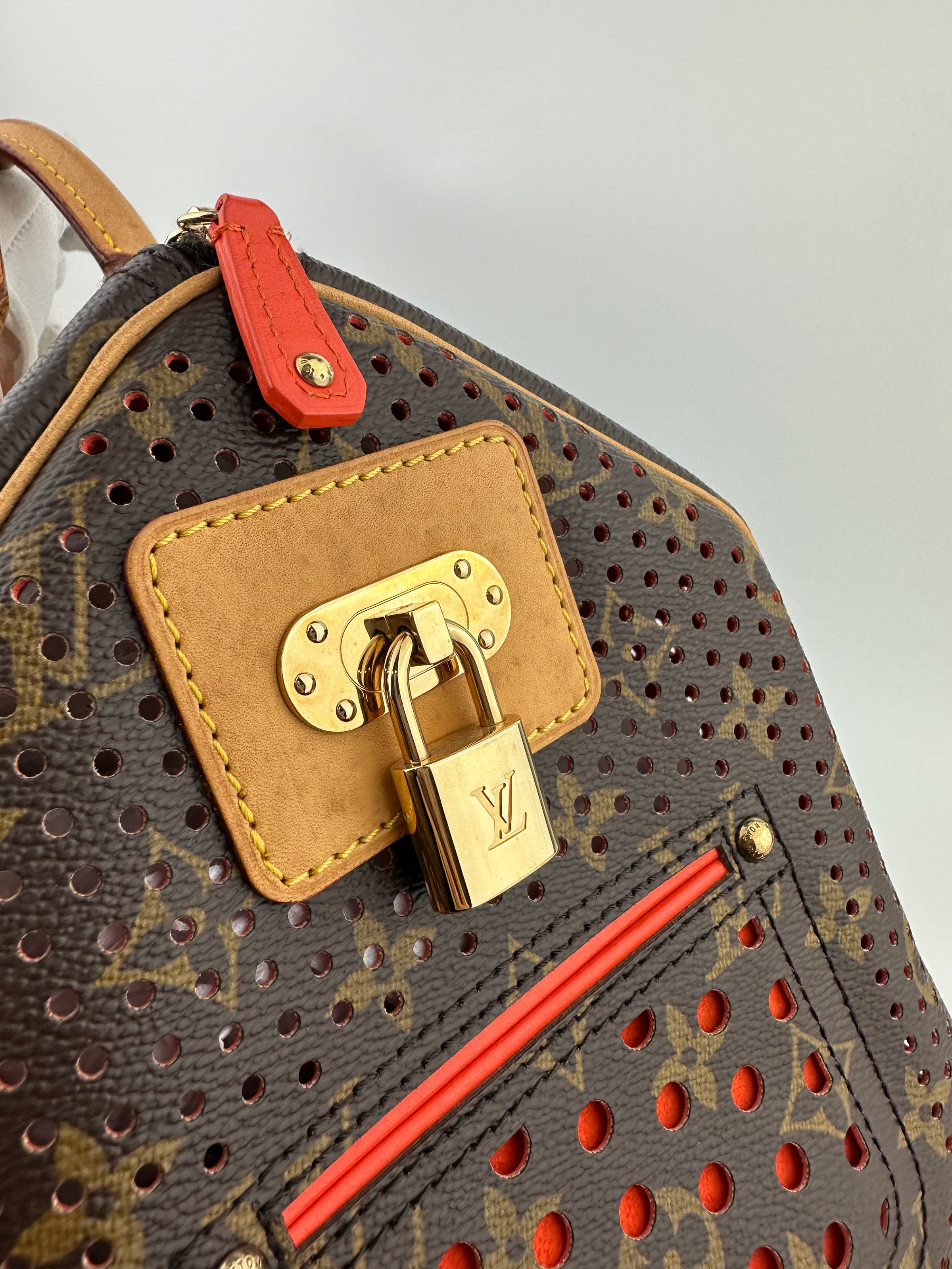 Limited Edition Speedy 30 Monogram Perforated Orange Bag