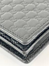 Micro Guccissima Flap Wallet on Chain in Black