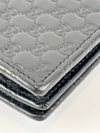 Micro Guccissima Flap Wallet on Chain in Black