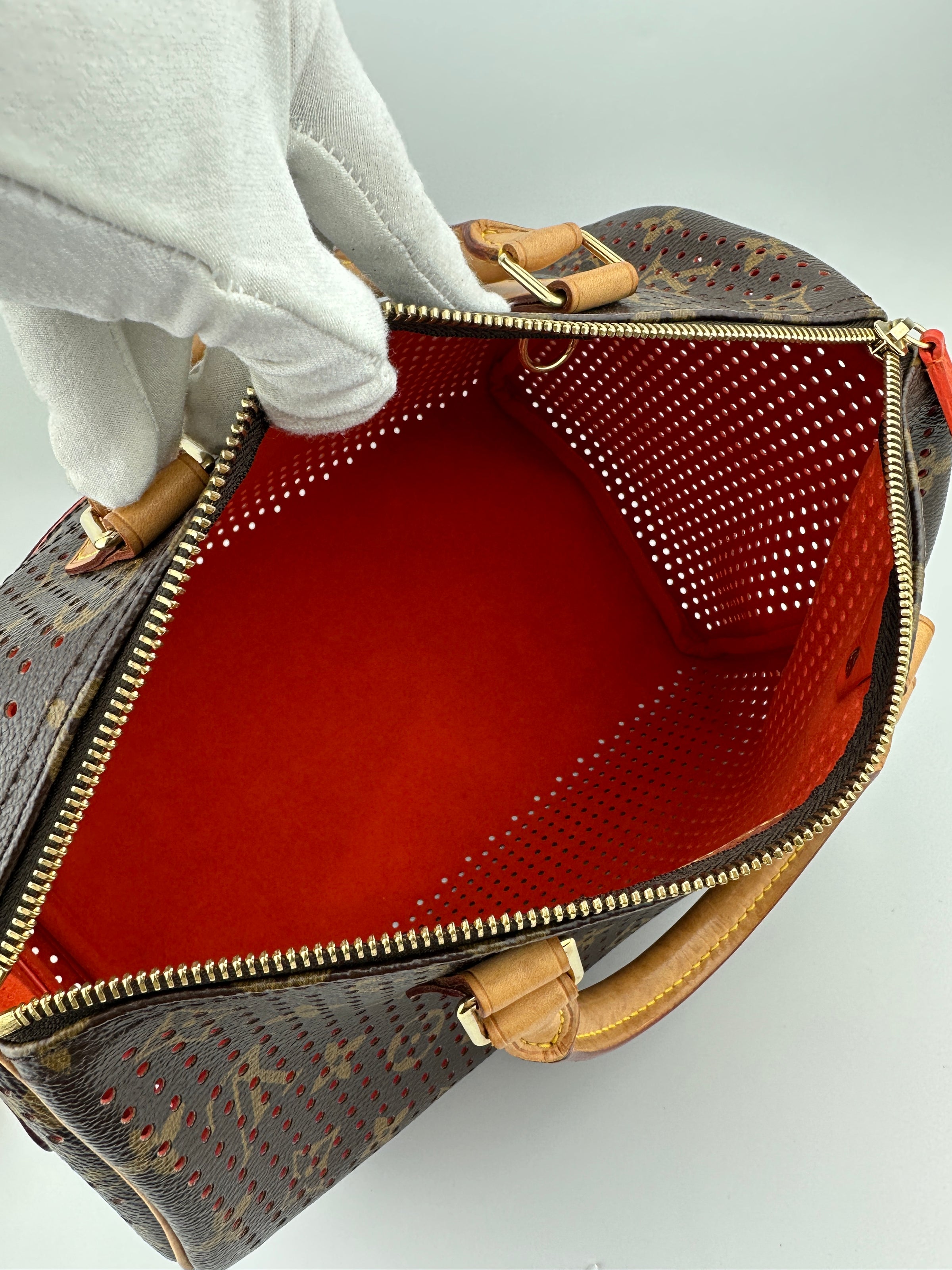 Limited Edition Speedy 30 Monogram Perforated Orange Bag