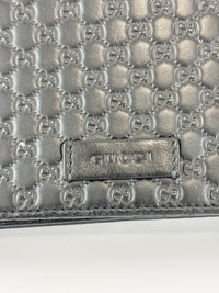 Micro Guccissima Flap Wallet on Chain in Black