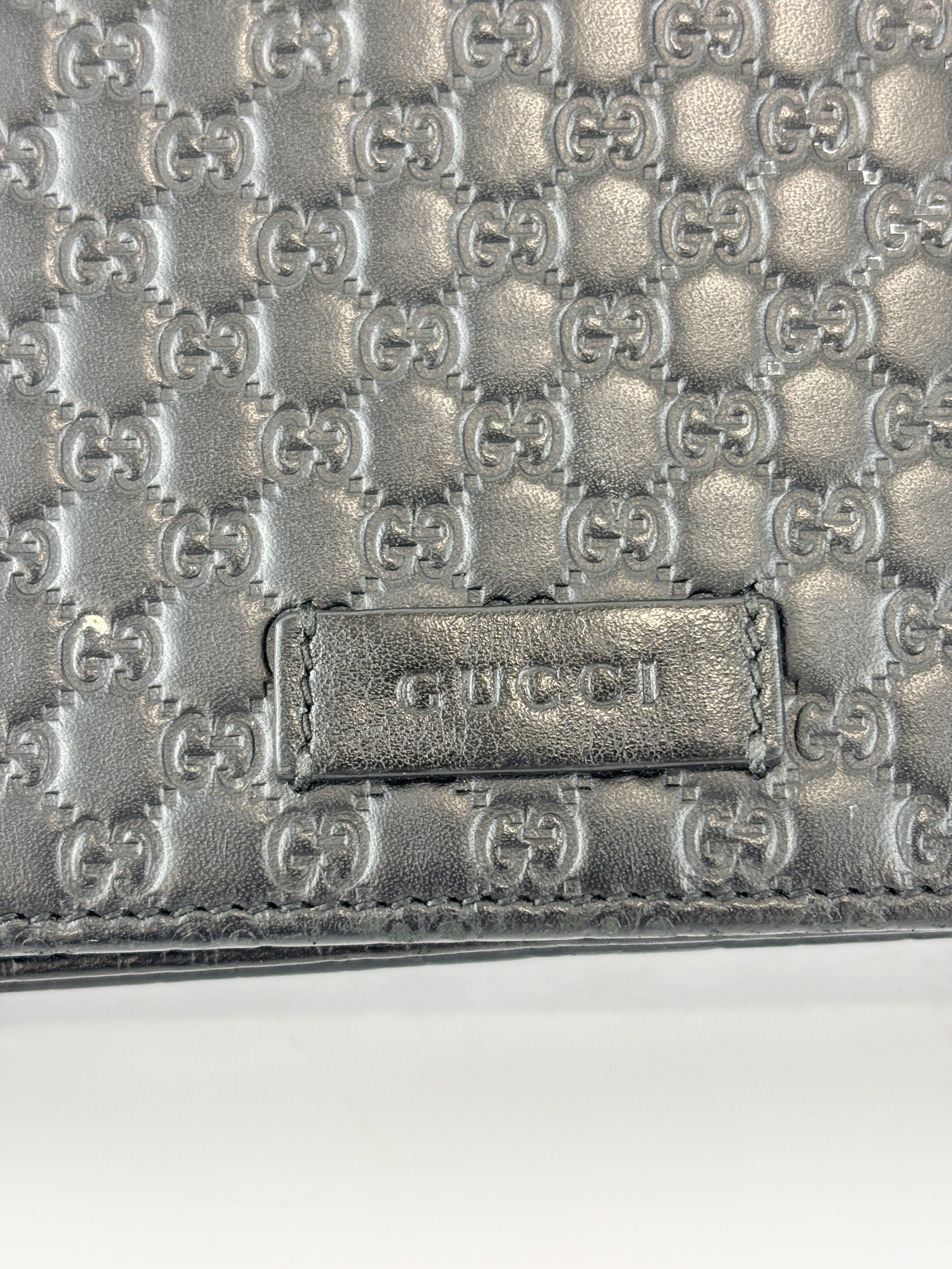 Micro Guccissima Flap Wallet on Chain in Black