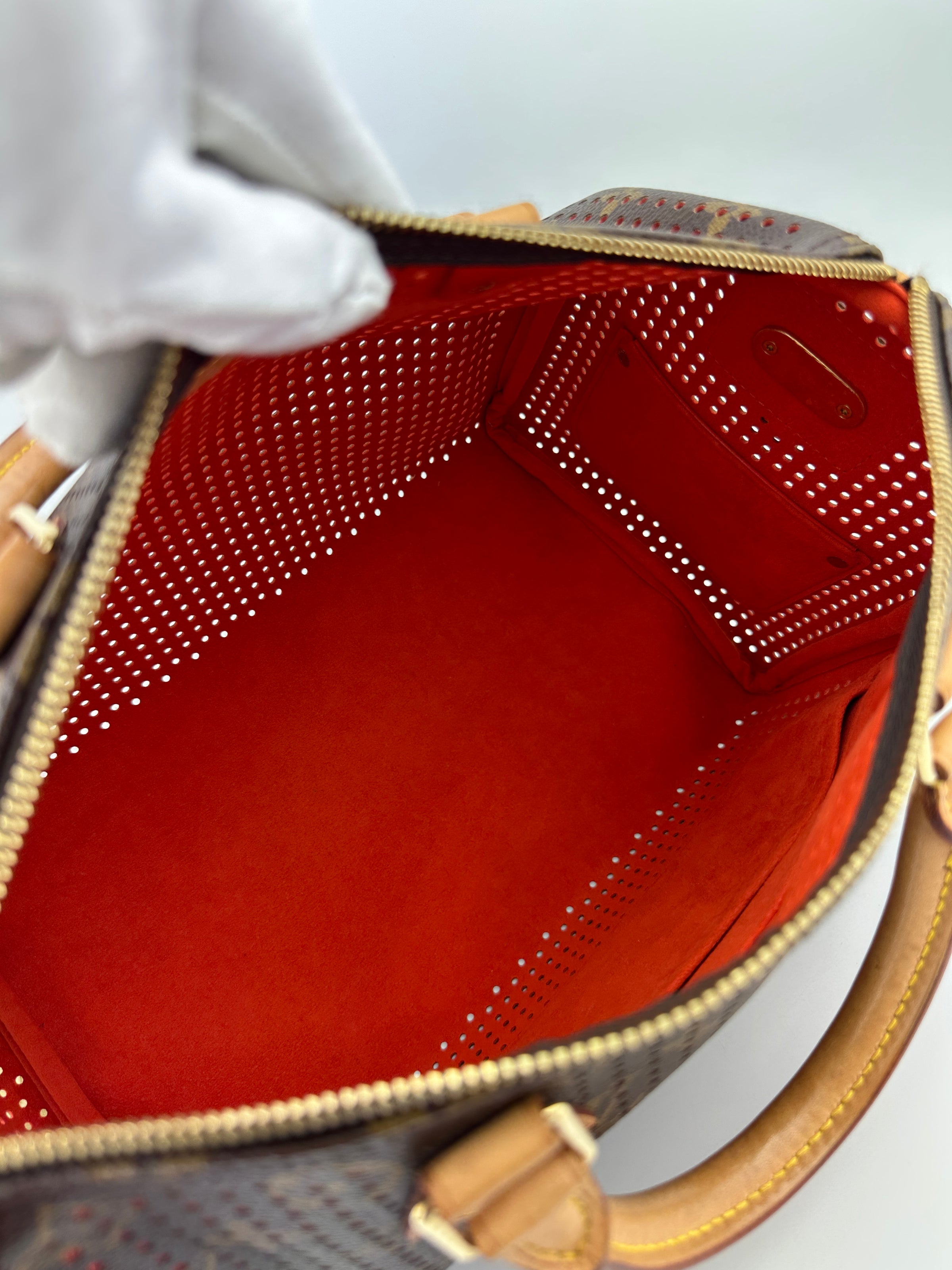 Limited Edition Speedy 30 Monogram Perforated Orange Bag