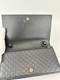 Micro Guccissima Flap Wallet on Chain in Black