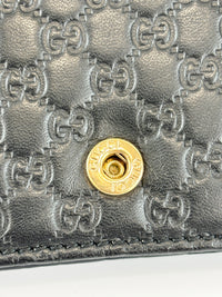 Micro Guccissima Flap Wallet on Chain in Black