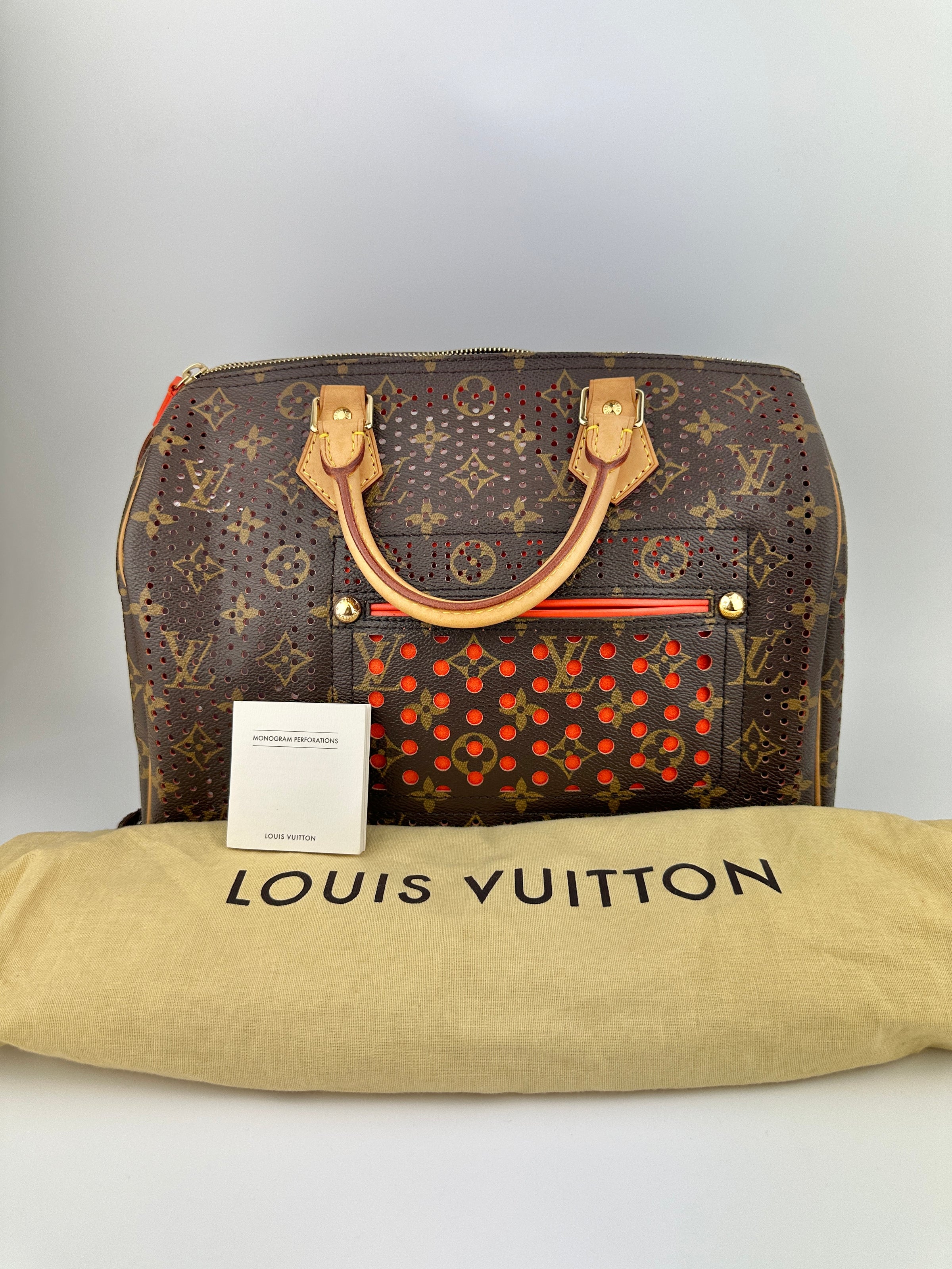 Limited Edition Speedy 30 Monogram Perforated Orange Bag