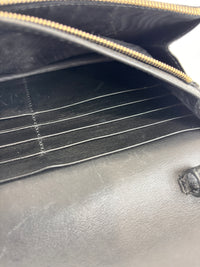 Micro Guccissima Flap Wallet on Chain in Black
