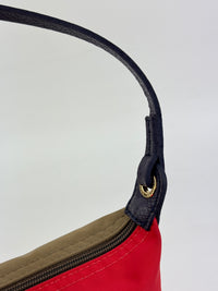 Le Pliage Re-Play Red/Khaki Nylon Top Handle Bag - Glampot