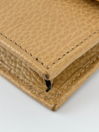 Interlocking G Wallet on Chain in Light Brown Pebbled Leather