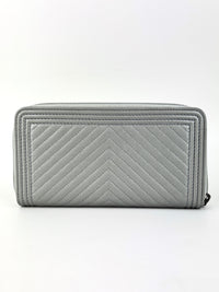 Boy Silver Chevron Quilted Zip Around Wallet RHW