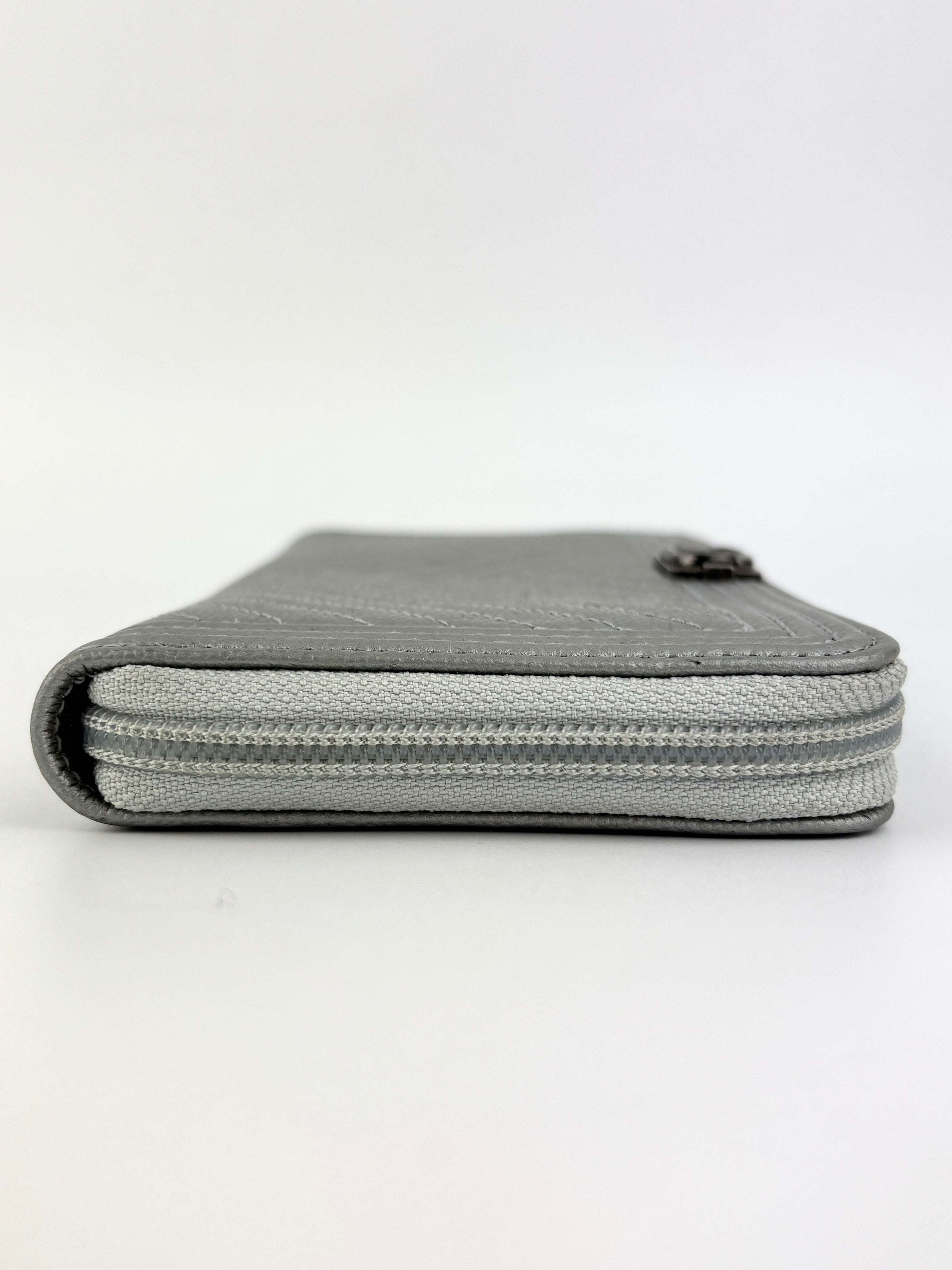 Boy Silver Chevron Quilted Zip Around Wallet RHW