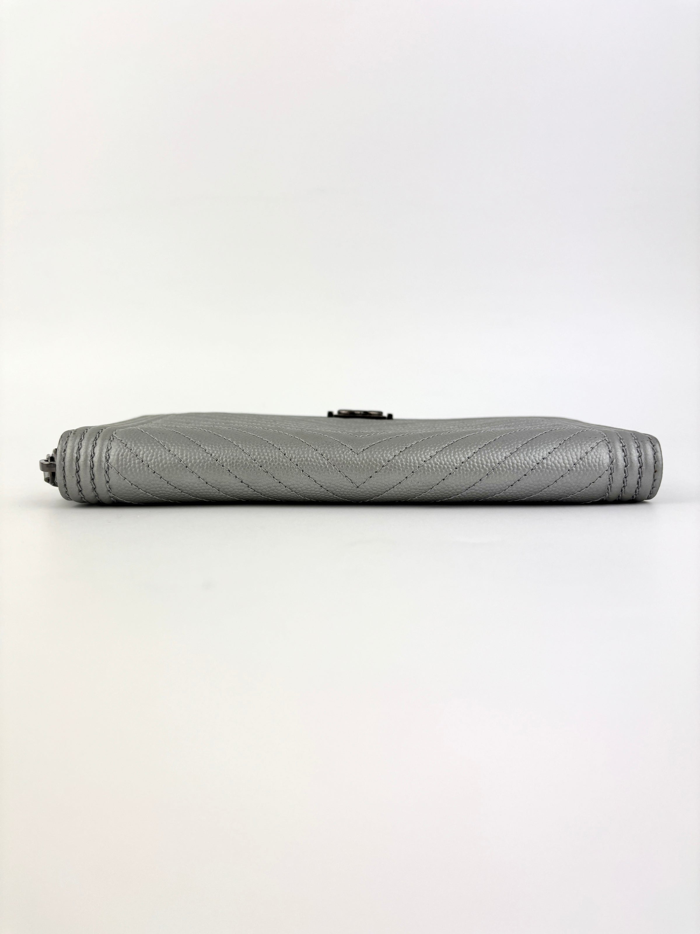 Boy Silver Chevron Quilted Zip Around Wallet RHW