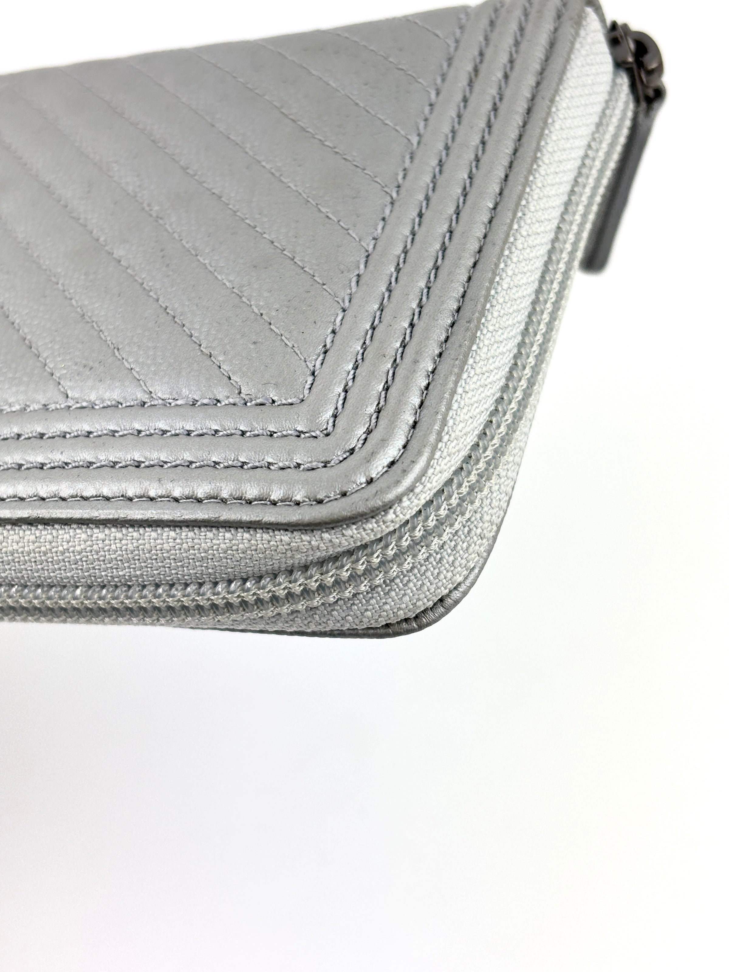 Boy Silver Chevron Quilted Zip Around Wallet RHW