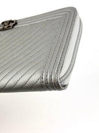 Boy Silver Chevron Quilted Zip Around Wallet RHW