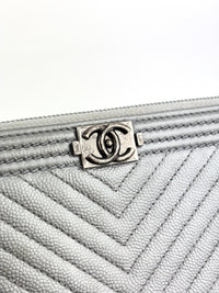 Boy Silver Chevron Quilted Zip Around Wallet RHW