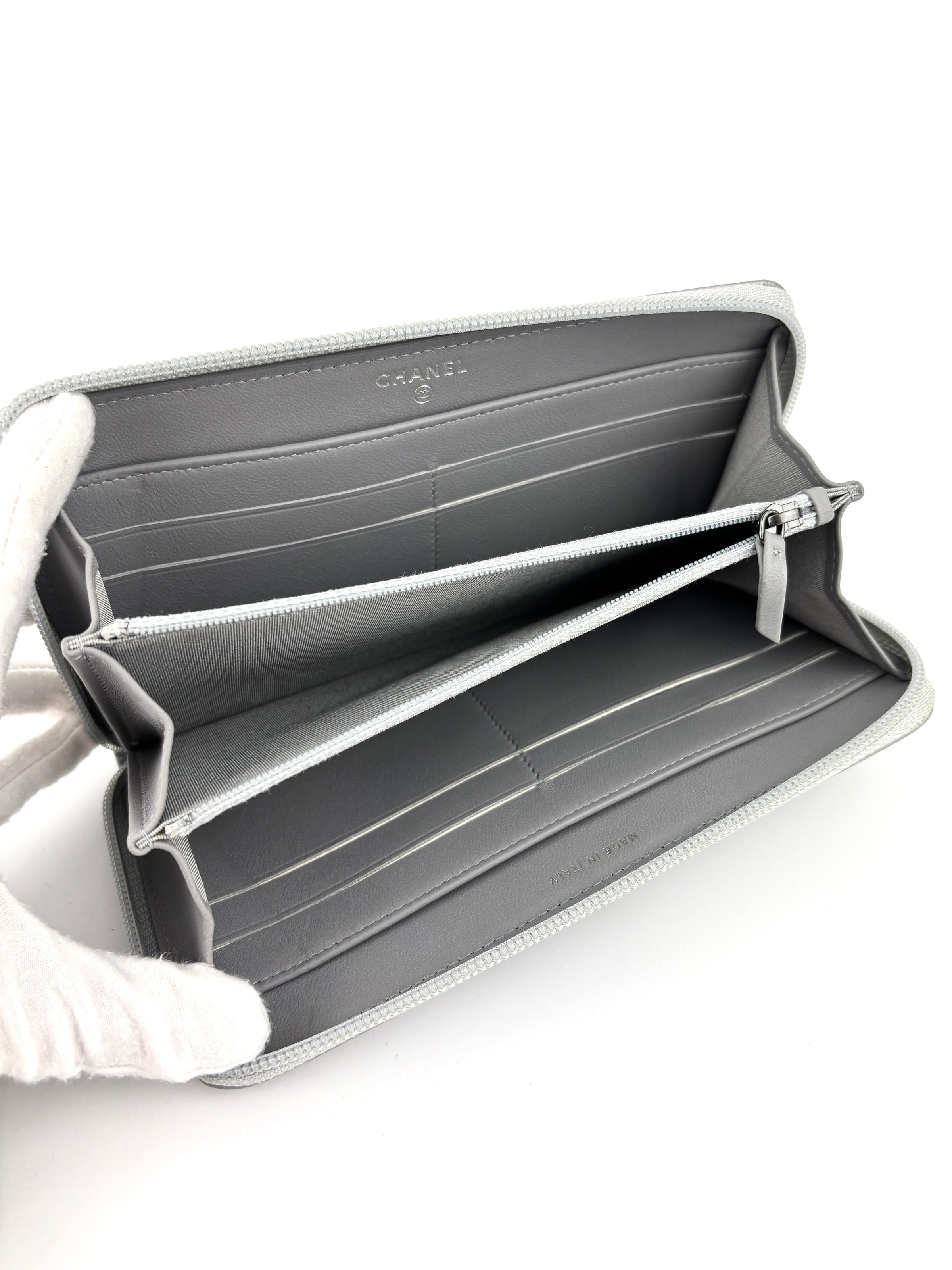 Boy Silver Chevron Quilted Zip Around Wallet RHW