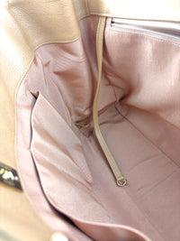 A91046 Calfskin Quilted Large Classic Shopping Tote Beige LGHW