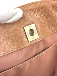 A91046 Calfskin Quilted Large Classic Shopping Tote Beige LGHW