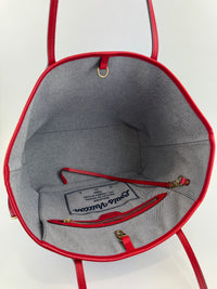 Neverfull MM NM Blue Rouge Damier Monogram Denim Patchwork Bag