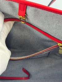 Neverfull MM NM Blue Rouge Damier Monogram Denim Patchwork Bag