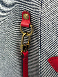 Neverfull MM NM Blue Rouge Damier Monogram Denim Patchwork Bag