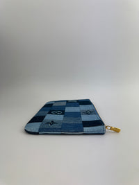 Neverfull MM NM Blue Rouge Damier Monogram Denim Patchwork Bag