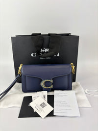 CDD66 Tabby Chain Crossbody Bag 19 in Blue Crystal Embellished Logo