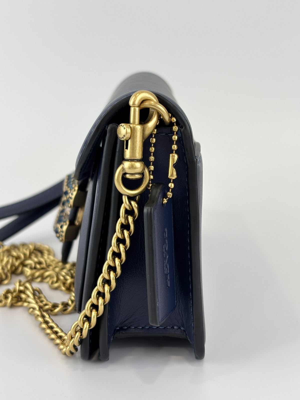 CDD66 Tabby Chain Crossbody Bag 19 in Blue Crystal Embellished Logo