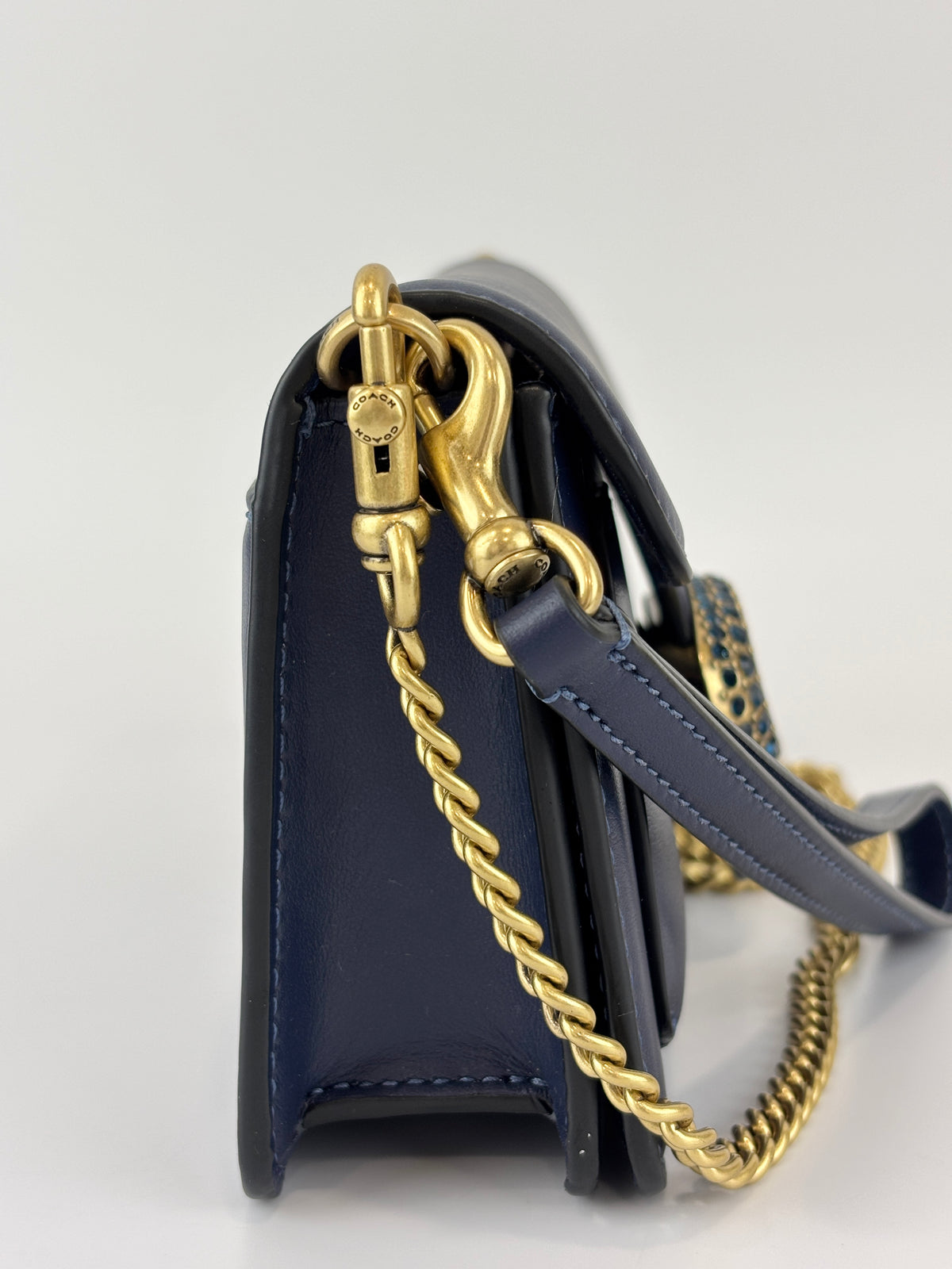 CDD66 Tabby Chain Crossbody Bag 19 in Blue Crystal Embellished Logo