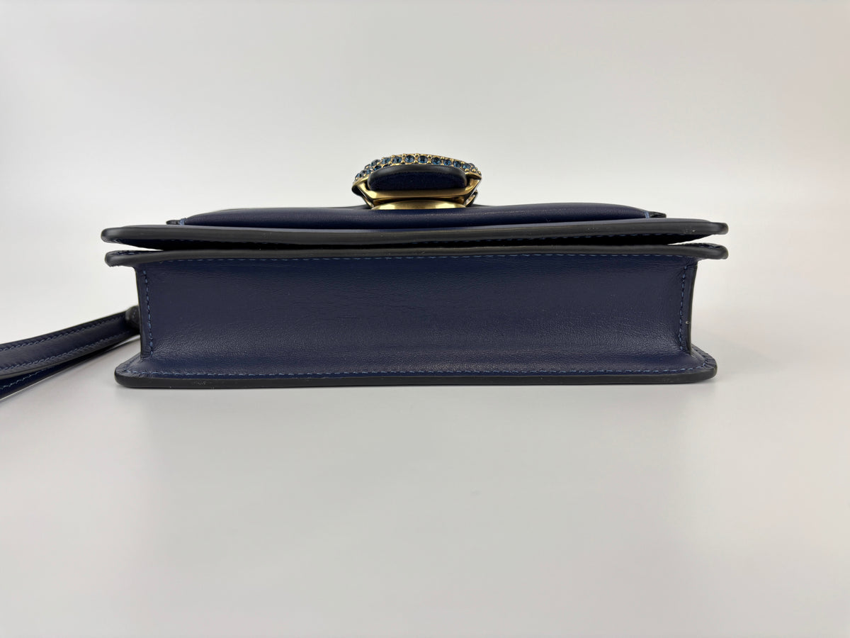 CDD66 Tabby Chain Crossbody Bag 19 in Blue Crystal Embellished Logo
