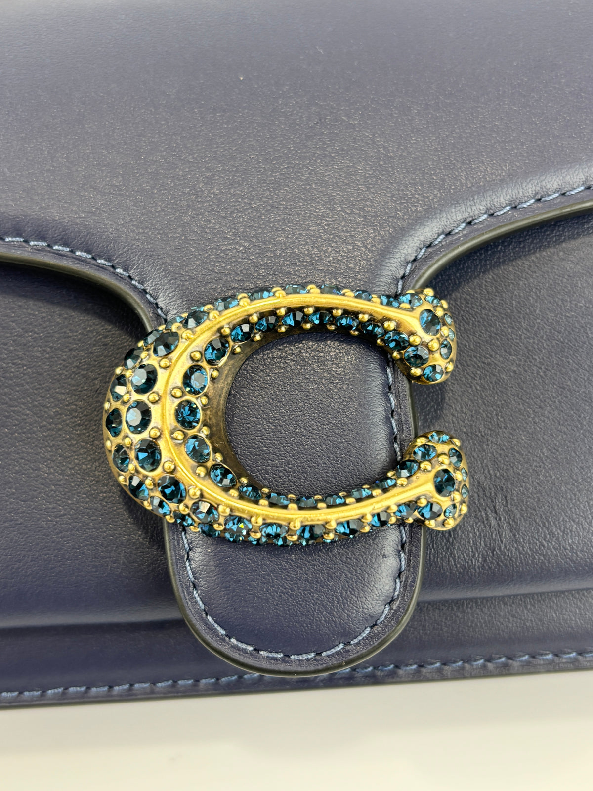 CDD66 Tabby Chain Crossbody Bag 19 in Blue Crystal Embellished Logo