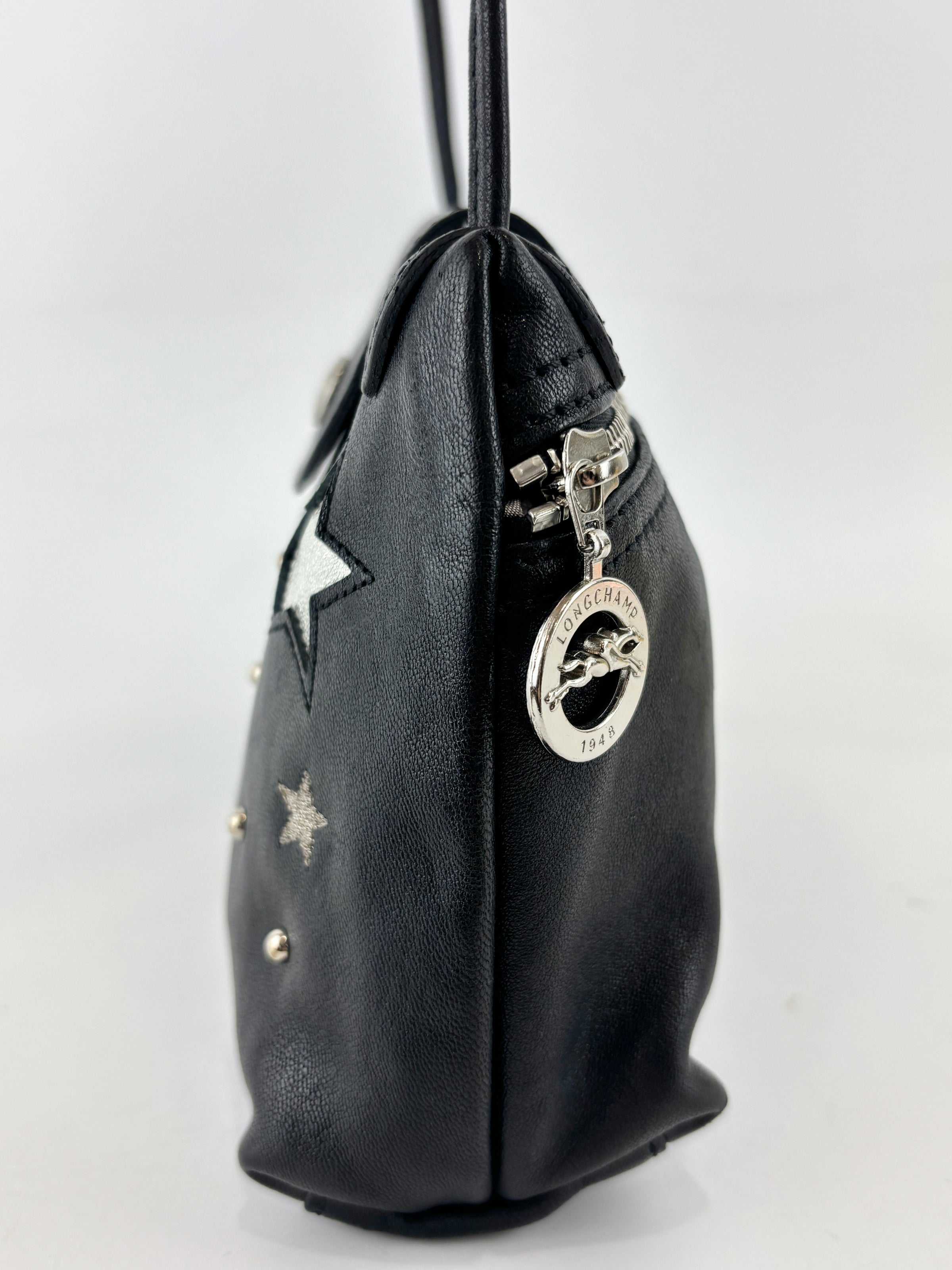 Le Pliage Etoile Star Crossbody Bag Black and Silver