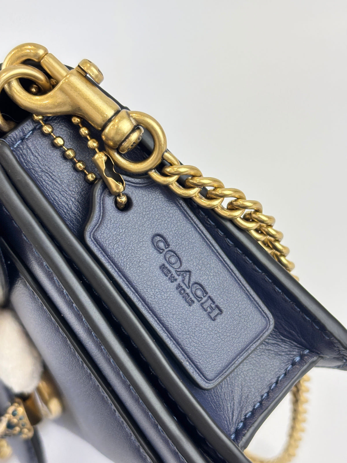 CDD66 Tabby Chain Crossbody Bag 19 in Blue Crystal Embellished Logo
