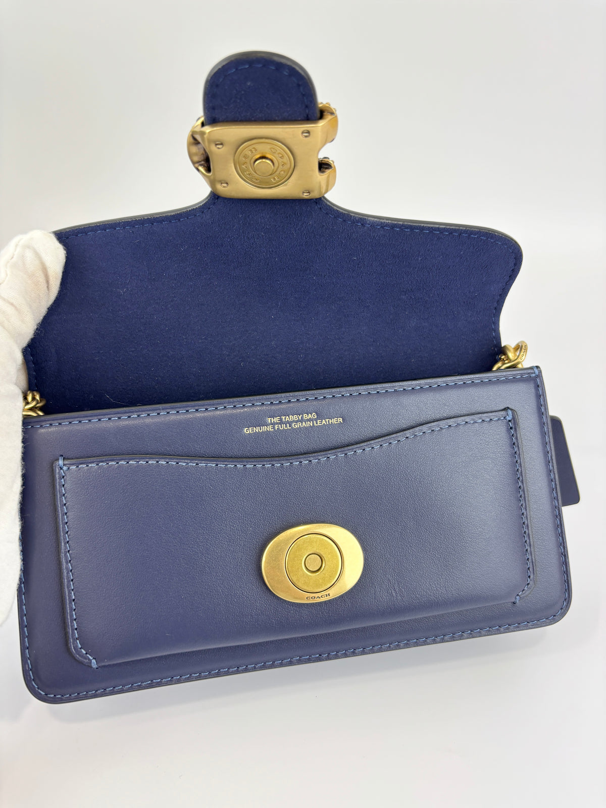 CDD66 Tabby Chain Crossbody Bag 19 in Blue Crystal Embellished Logo