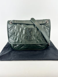 Baby Niki Dark Green Vintage Crinkled Leather