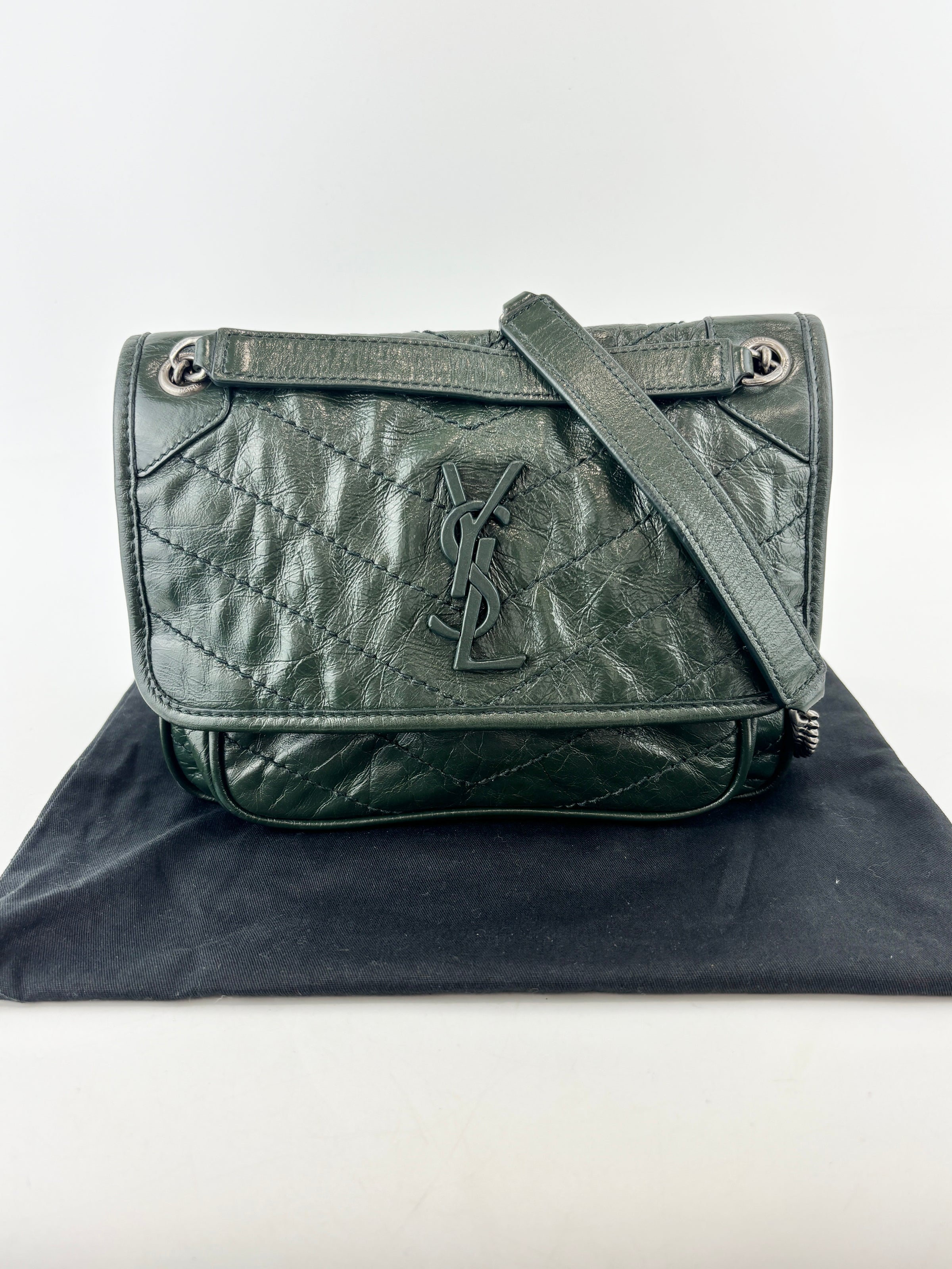 Baby Niki Dark Green Vintage Crinkled Leather
