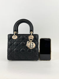 Small Lady Dior My ABCDior in Black Cannage Lambskin LGHW
