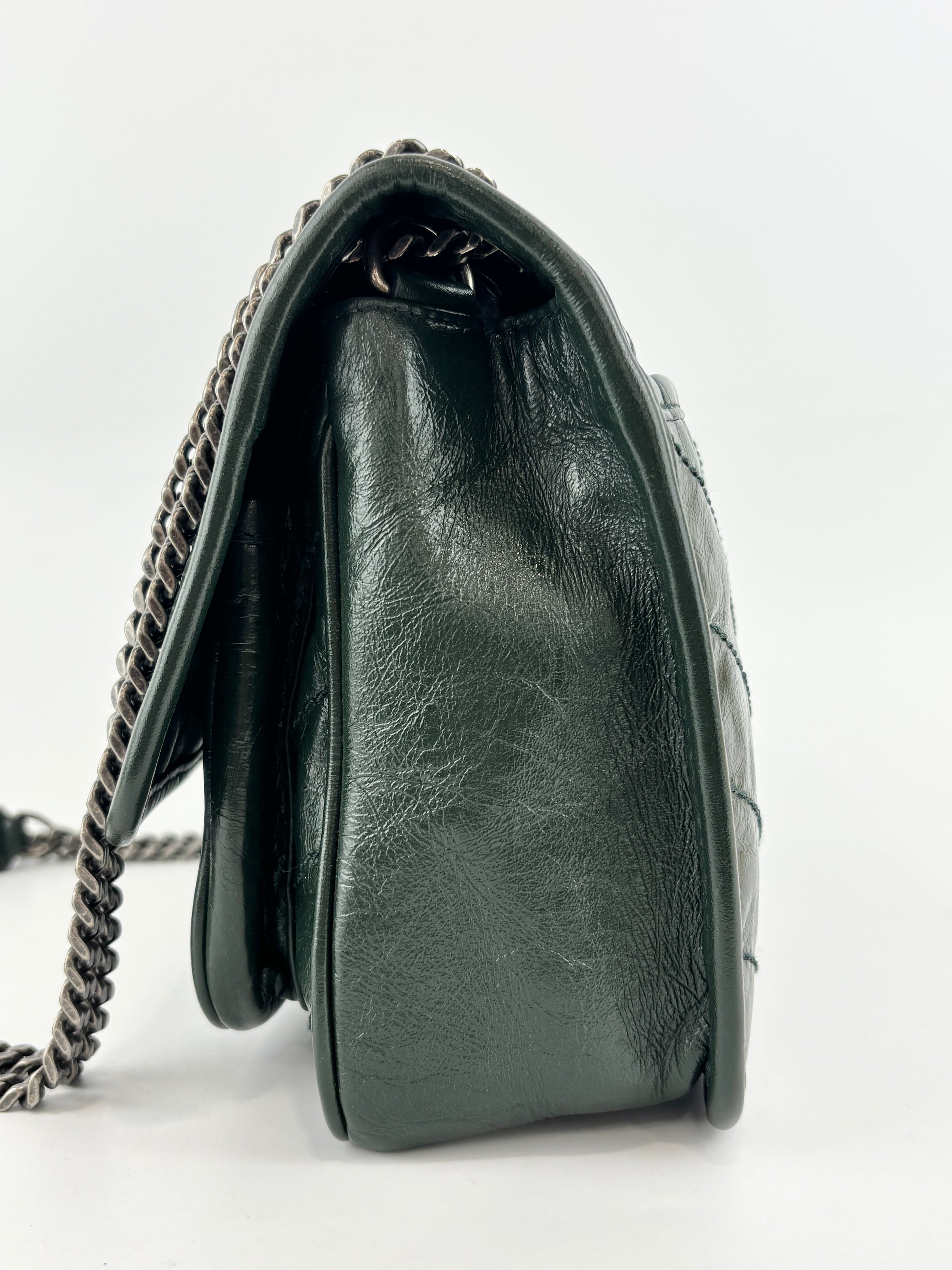 Baby Niki Dark Green Vintage Crinkled Leather