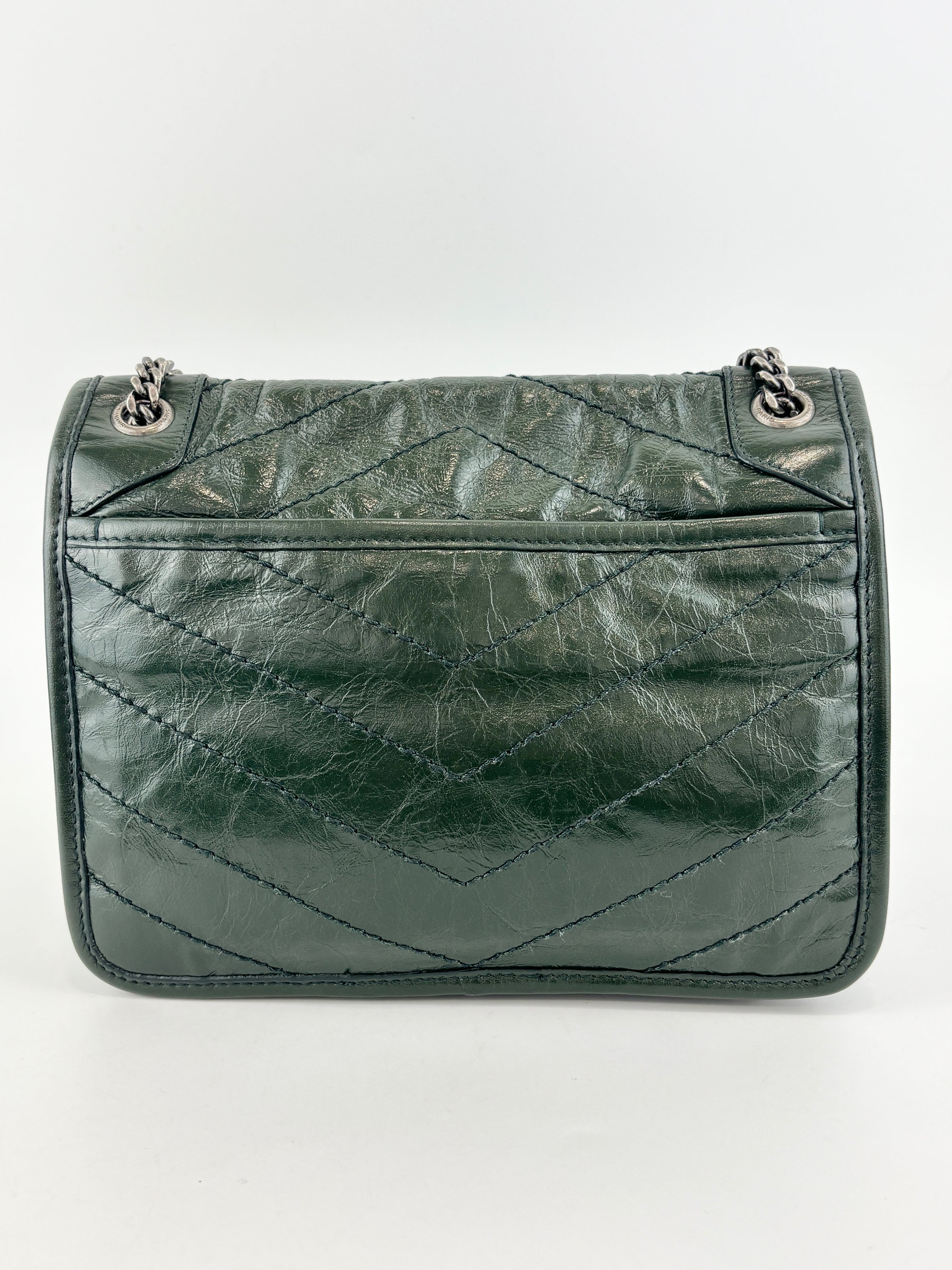 Baby Niki Dark Green Vintage Crinkled Leather