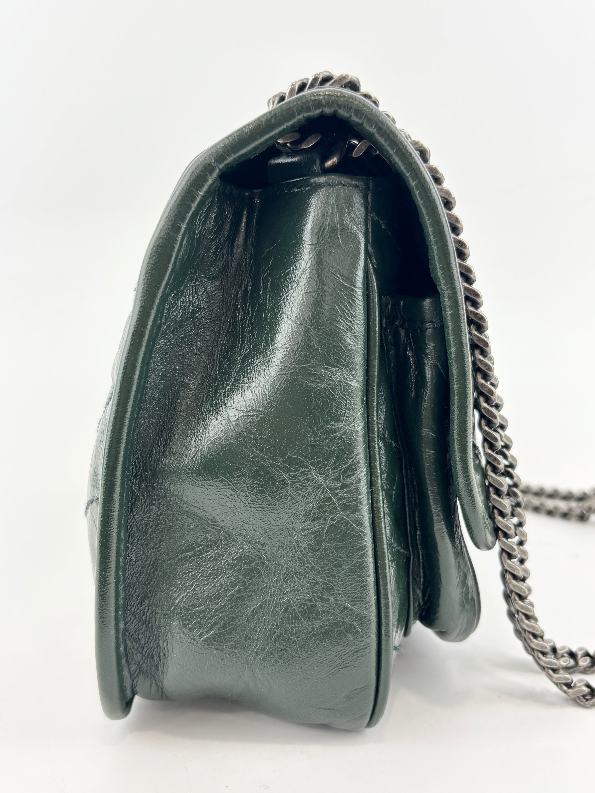 Baby Niki Dark Green Vintage Crinkled Leather