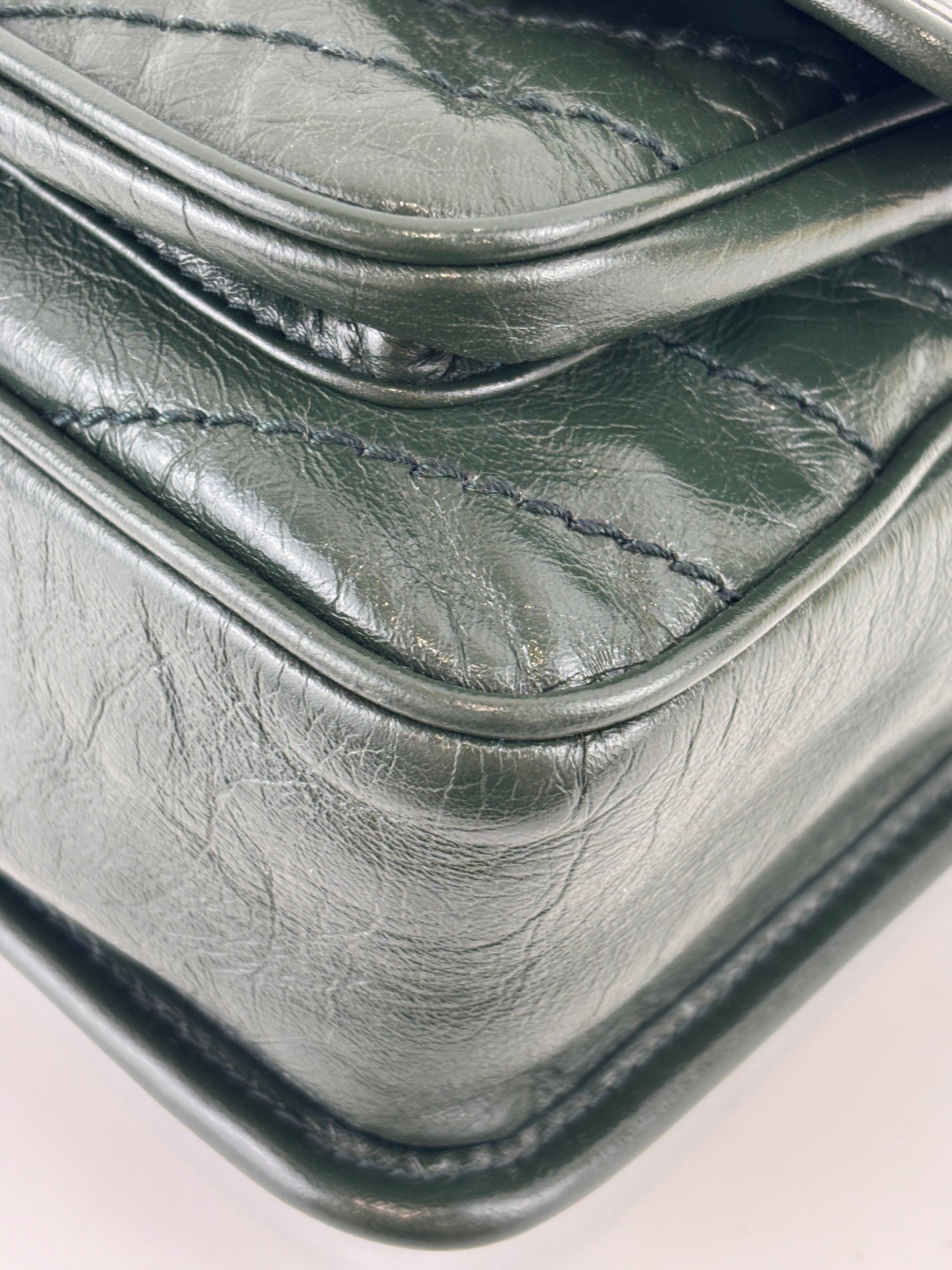 Baby Niki Dark Green Vintage Crinkled Leather