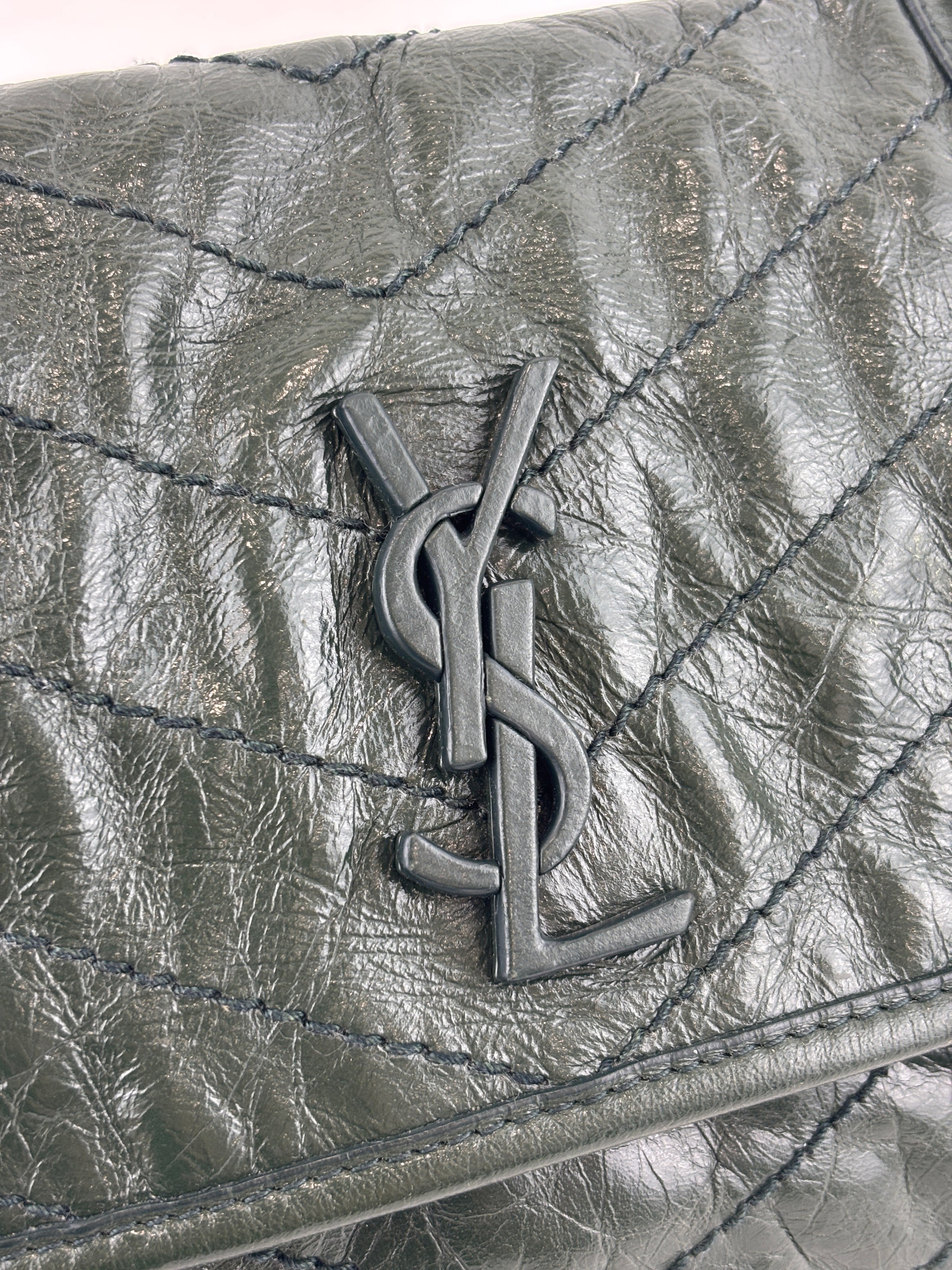 Baby Niki Dark Green Vintage Crinkled Leather