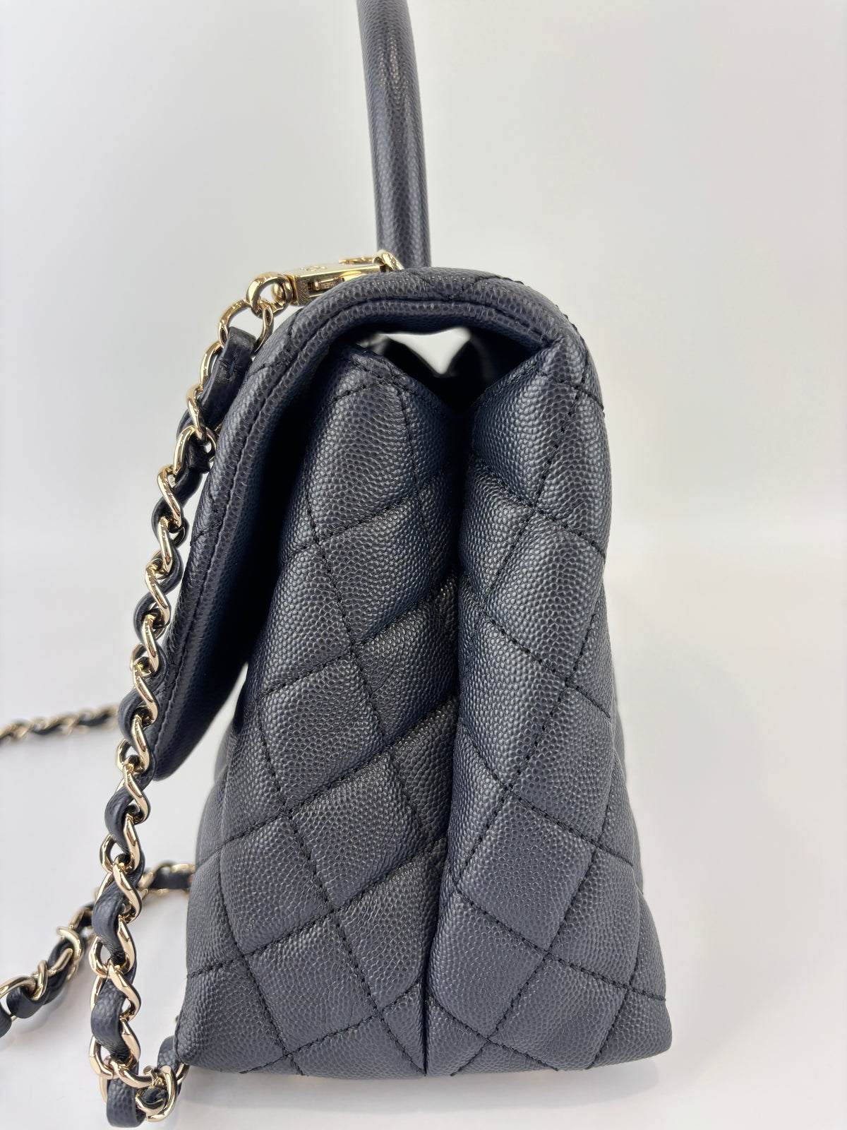 29cm Medium Coco Handle in Navy Caviar GHW