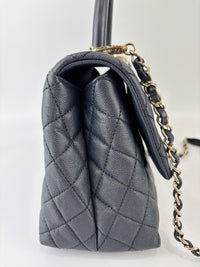 29cm Medium Coco Handle in Navy Caviar GHW