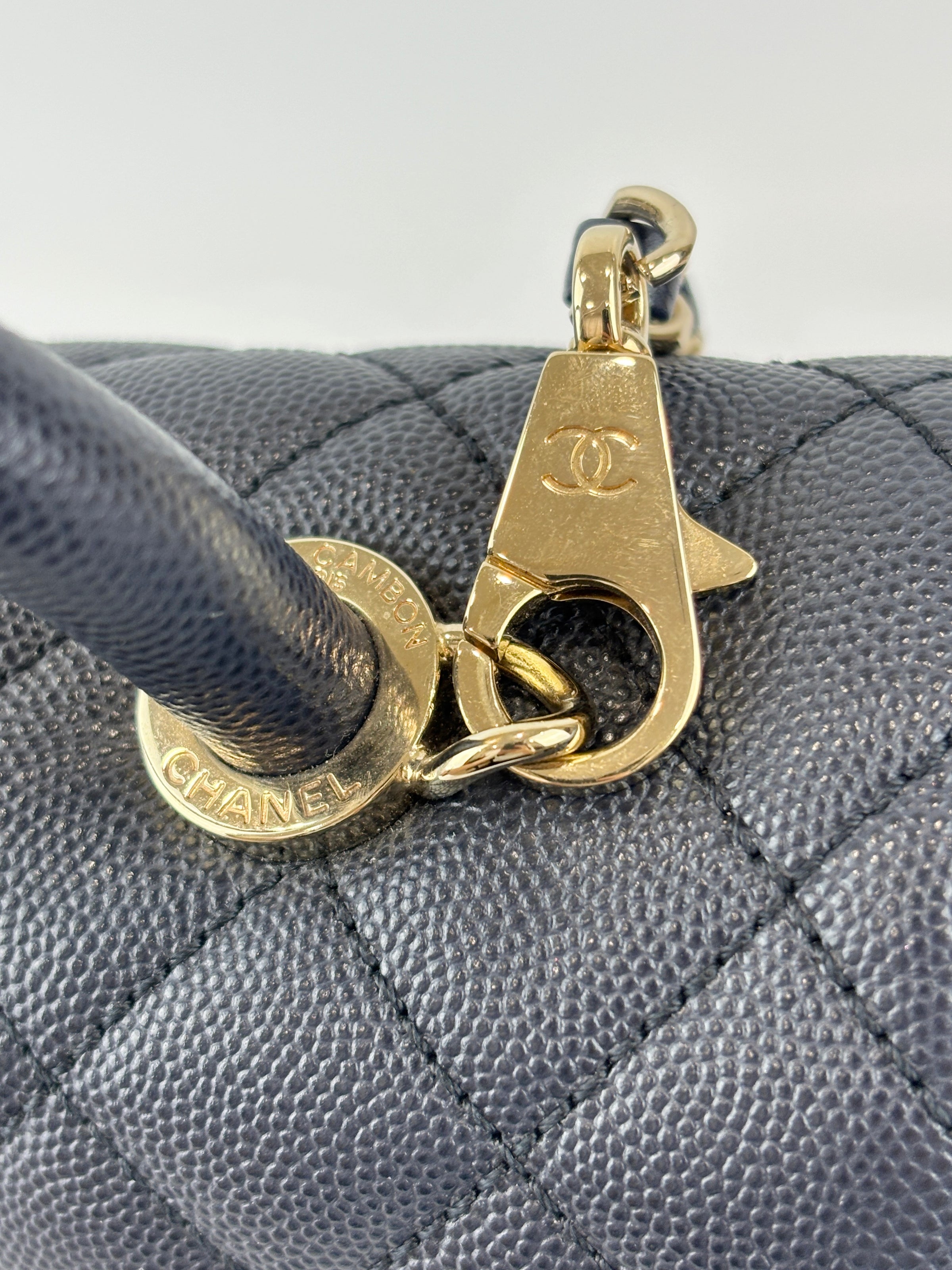 29cm Medium Coco Handle in Navy Caviar GHW