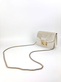 Metropolis Mini Gold Studded White Bag