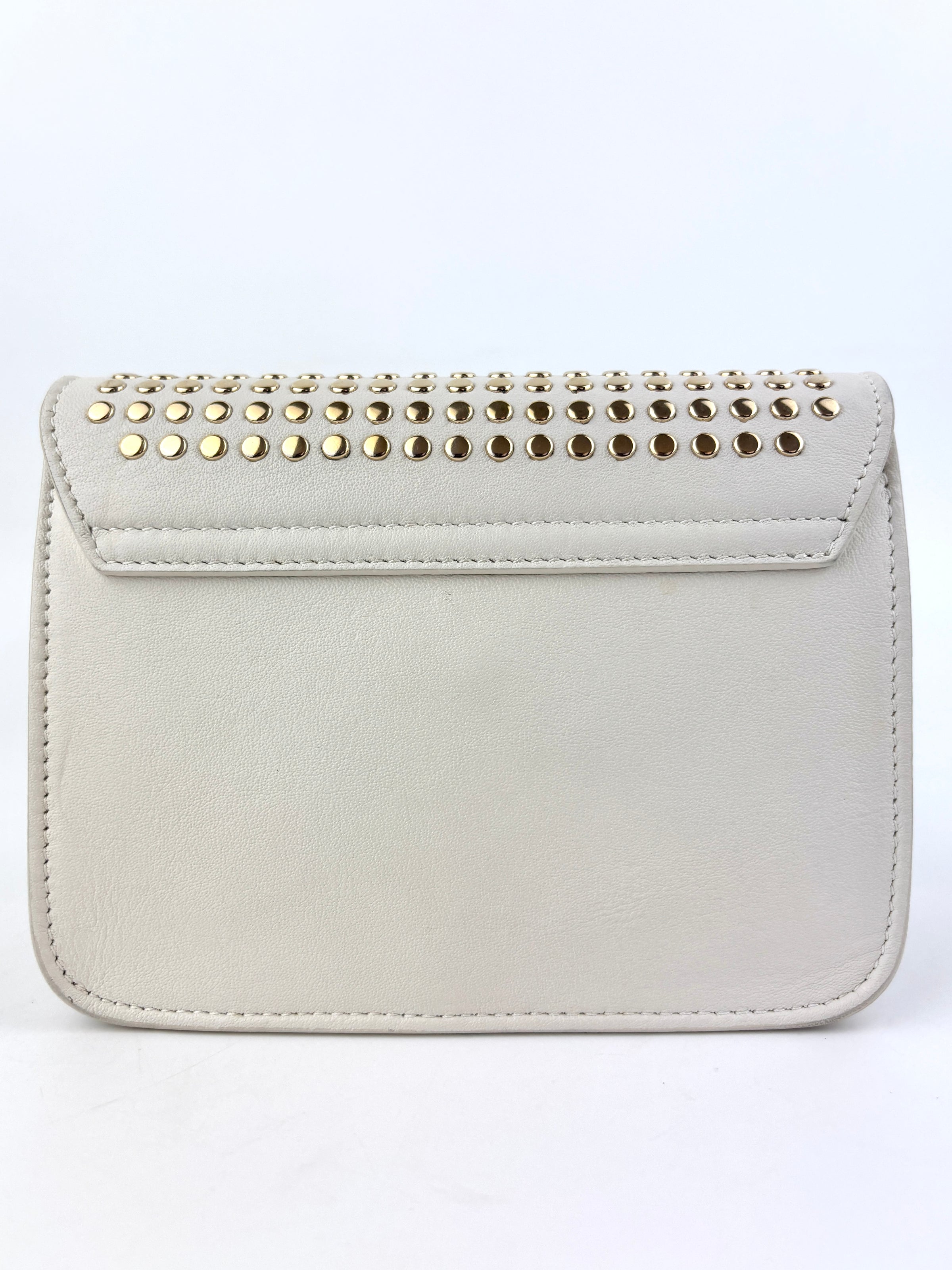 Metropolis Mini Gold Studded White Bag