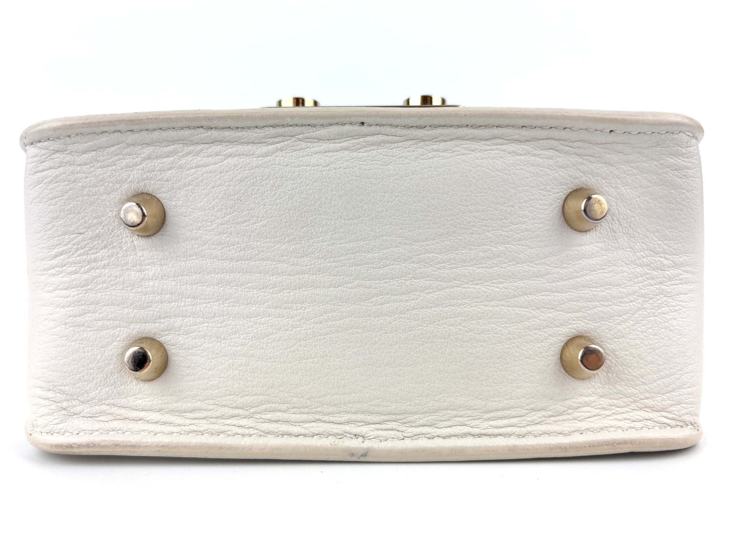 Metropolis Mini Gold Studded White Bag